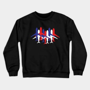 Multiple Plane Silhouette Red White & Blue Crewneck Sweatshirt